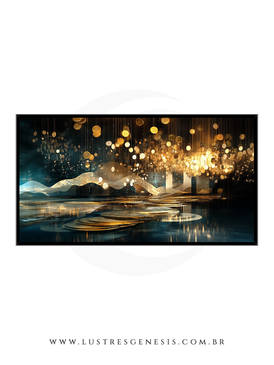Quadro Moderno de Parede Lua com LED Frio